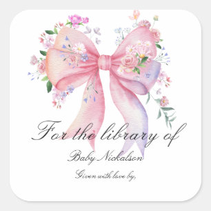 Boog bloemen baby shower - voor de bibliotheek van vierkante sticker