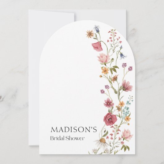 Boog Bloemen Bruids Douche Uitnodiging (Achterkant)