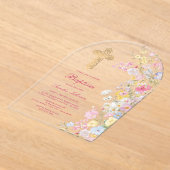 Boog Bloemen Doop Uitnodiging (Laagn)