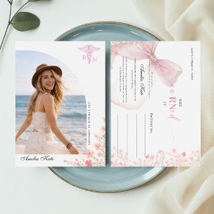 Boog Bloemen Foto Verpleegkunde Afstudeeraankondig Briefkaart