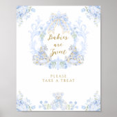 Boog Bloemen Teddy Bear Crest Boy Baby shower Bar Poster (Voorkant)