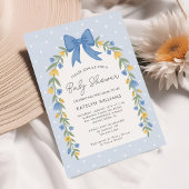 boog bloemig Baby shower blauw uitnodiging