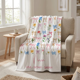 Boog bloemige Nana oma kleinkinderen Fleece Deken