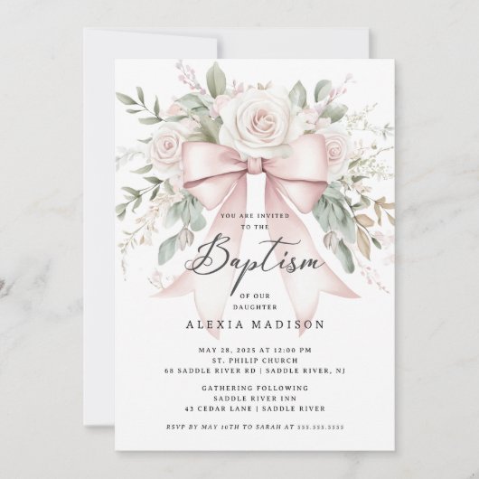 Boog & Bloesem Doop Uitnodiging (Voorkant)