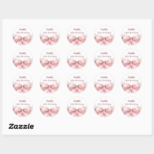 Boog blush roze bloemen verjaardag ronde sticker (Vel)