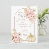 Boog Boho Pompoen en Pampas Grass Baby shower Kaart (Staand voorkant)