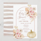 Boog Boho Pompoen en Pampas Grass Baby shower Kaart (Voorkant / Achterkant)