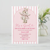 Boog Boho Schattig Konijn roze strik baby shower Kaart (Staand voorkant)