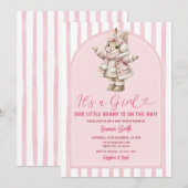 Boog Boho Schattig Konijn roze strik baby shower Kaart (Voorkant / Achterkant)