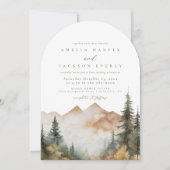 Boog Boho Waterverf Mountain bruiloft uitnodiging (Voorkant)