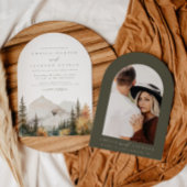 Boog Boho Waterverf Mountain bruiloft uitnodiging