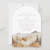 Boog Boho Waterverf Mountain bruiloft uitnodiging (Voorkant)