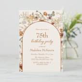 Boog Boho Wilde Bloemen 75ste Verjaardag Kaart (Staand voorkant)