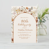 Boog Boho Wilde Bloemen 80ste Verjaardag Kaart (Staand voorkant)