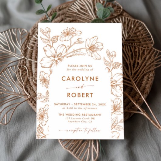 Boog Botanische Bloemen Bruiloft Uitnodiging