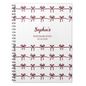 Boog Bruidsmeisje Modern Bourgondië Script Naam Da Notitieboek (Voorkant)