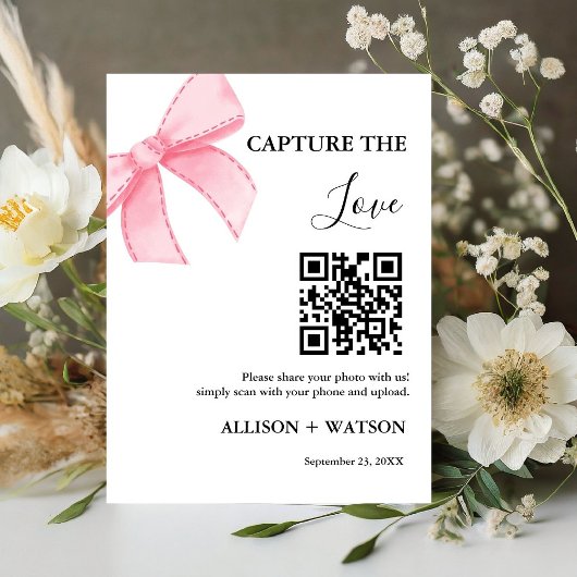 Boog bruiloft Capture liefde QR code bruiloft foto Reclamebord Met Voetstuk