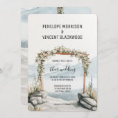 Boog bruiloft in de bergen waterverf kaart (Voorkant / Achterkant)