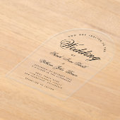 Boog bruiloft modern minimalistisch transparant sc acryl uitnodigingen (Laagn)