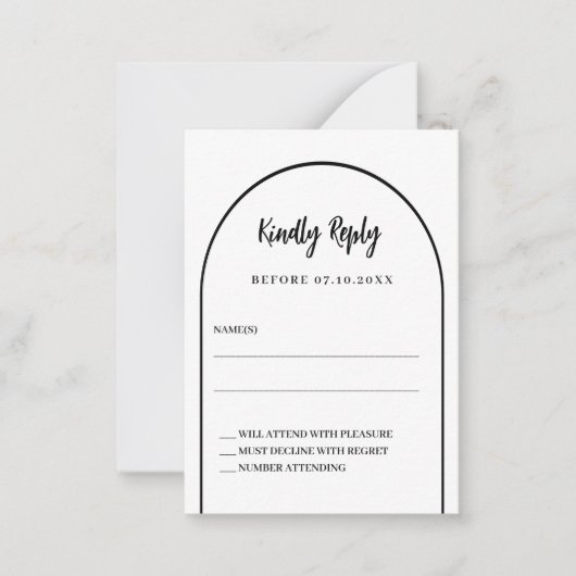 Boog bruiloft reactie RSVP Notitiekaartje (Voorkant)