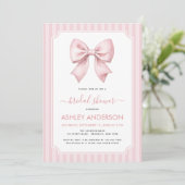 Boog bruiloftsfeest roze strepenpatroon Coquette Kaart (Staand voorkant)