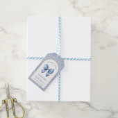 Boog Bruiloftsshower Blauw Wit Boog Bloemstuk Beda Cadeaulabel (Met Touw)