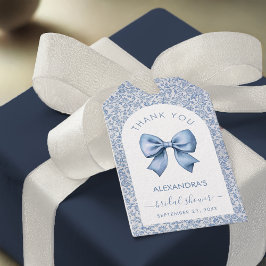 Boog Bruiloftsshower Blauw Wit Boog Bloemstuk Beda Cadeaulabel