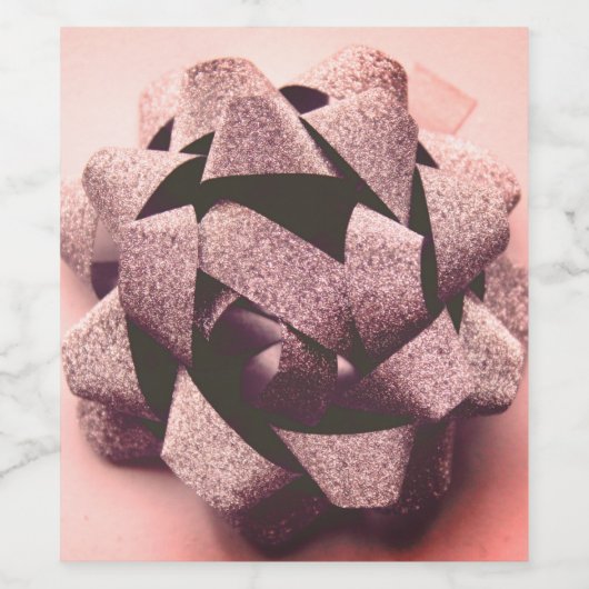 Boog cadeau roze buis wijn etiket (Enkel label)