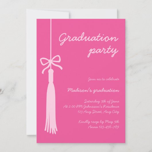 Boog Chic Roze Afstuderen Foto 2026 Afstudeerfeest Kaart (Voorkant)