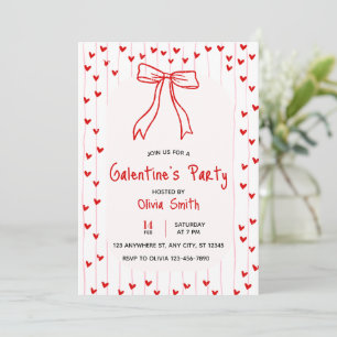boog coquette galentines feest uitnodiging , rode