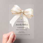 Boog crème beige meisje duidelijk Bevestiging Acryl Uitnodigingen (Insitu (Draagbaar))