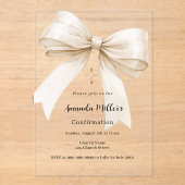 Boog crème beige meisje duidelijk Bevestiging Acryl Uitnodigingen (Voorkant)