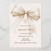 Boog crème roos gouden meisje Bevestiging Folie Uitnodiging (Voorkant)