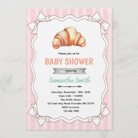 Boog Croissant baby shower uitnodiging (Voorkant)