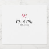 Boog Custom Mr. en Mrs. Script Vastgestelde bruilo Sparkling Wijnetiket (Enkel label)