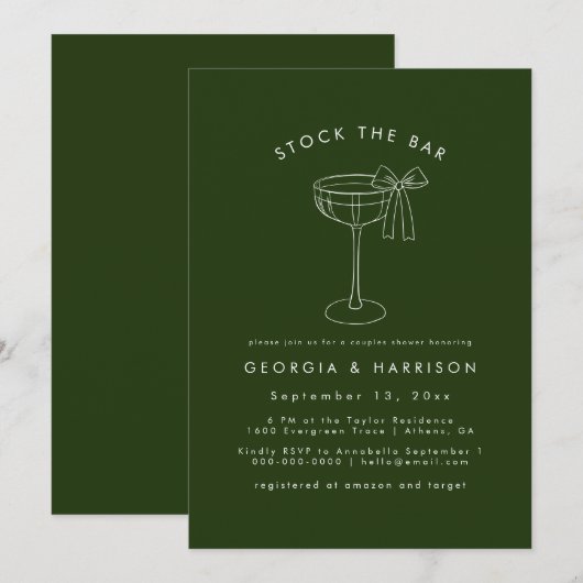 Boog Drink Voorraad De Bar Koppels Doucheuitnodigi Kaart (Voorkant / Achterkant)