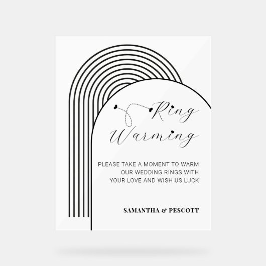 Boog Eenvoudige Minimale Ringen Warming Bruiloft Acryl Bord (Voorkant)