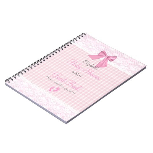 Boog en Afbeelding Roze Baby shower Gastboek - Notitieboek (Linkerzijde)