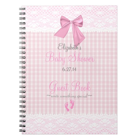 Boog en Afbeelding Roze Baby shower Gastboek - Notitieboek (Voorkant)