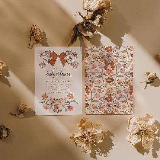 Boog en Bloemen Baby shower Uitnodiging