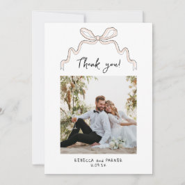 Boog en bloemen Bruiloft Dank u foto Qr scan Bedankkaart