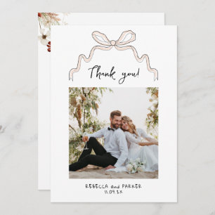 Boog en bloemen Bruiloft Dank u foto Qr scan Bedankkaart