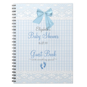 Boog- en kantafbeelding Blauwe baby shower gastboe Notitieboek