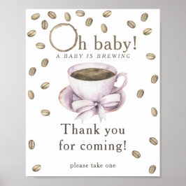 boog en koffie baby shower Bedankt voor uw komst Poster