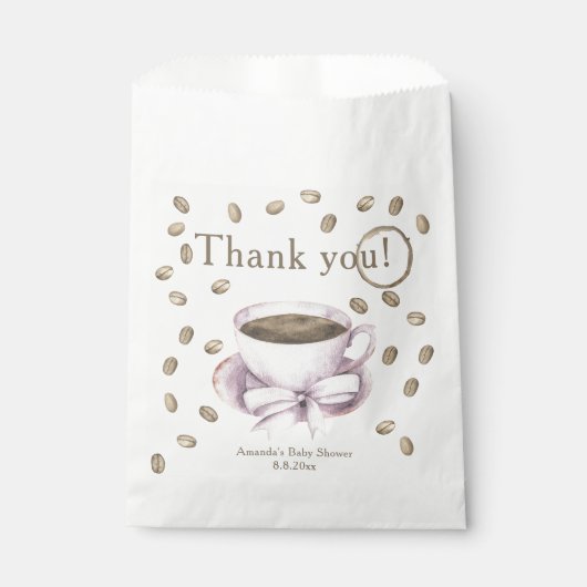 Boog en Koffie brouwen Baby shower Dank u Bedankzakje (Voorkant)