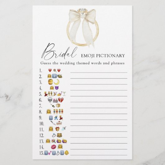 Boog en Ring Vrijgezellenfeest emoji pictionary (Voorkant)