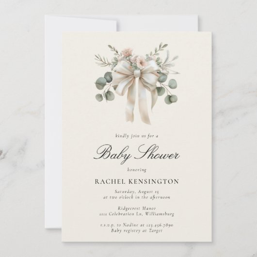  boog eucalyptus bloemig Baby shower Kaart (Voorkant)