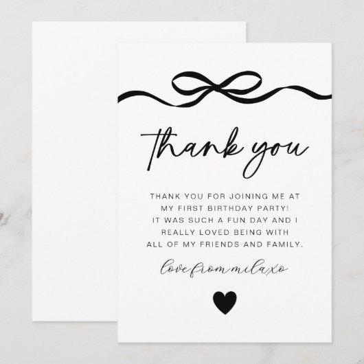 Boog Foto 1e verjaardag Bedankkaart (Voorkant / Achterkant)