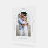 Boog Foto Blauw Bow & Lint Trouwtafel Nummer Acryl Bord (Hoek)