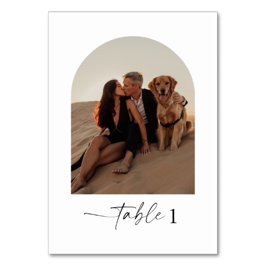 Boog Foto Bruiloft Tafel Nummers Kaart (Voorkant)